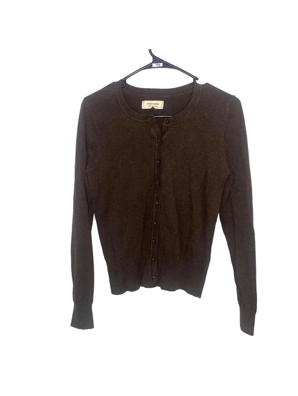 Vintage Brown Cotton Cardigan Minimalist Dark Academia Grandpa Core Sweater
